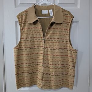 Alfred Dunner, Women's‎ 18, Retro, Striped Vest, Ribbed Sweater Back